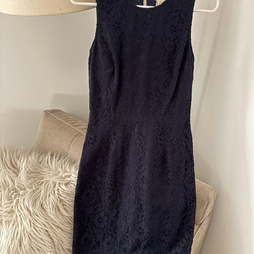 J. Crew Navy Lace Knee Length Dress
